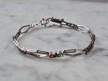 Load image into Gallery viewer, Womens Vintage Estate Sterling Silver Modernist Multi Stone Bracelet 8.6g E7281