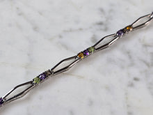 Load image into Gallery viewer, Womens Vintage Estate Sterling Silver Modernist Multi Stone Bracelet 8.6g E7281