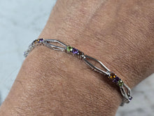 Load image into Gallery viewer, Womens Vintage Estate Sterling Silver Modernist Multi Stone Bracelet 8.6g E7281