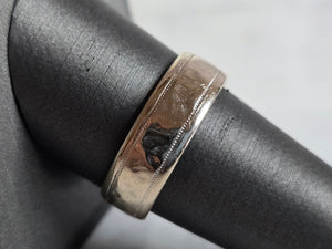 Mens Vintage Estate 14K White Gold Wedding Band Ring, 7.1g E7284