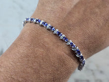 Load image into Gallery viewer, Womens Vintage Estate Sterling Silver Tanzanite Bracelet 10.1g E7288