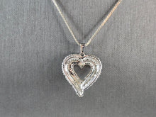Load image into Gallery viewer, Womens Vintage Estate Sterling Silver Diamond Heart Pendant Necklace 10.3g E7295