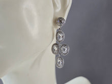 Load image into Gallery viewer, Womens Vintage Estate Sterling Silver CZ Dangle Earrings 4.1g E7296