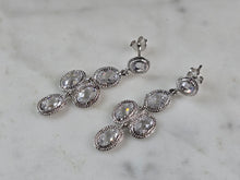 Load image into Gallery viewer, Womens Vintage Estate Sterling Silver CZ Dangle Earrings 4.1g E7296