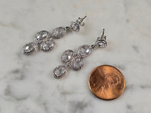 Load image into Gallery viewer, Womens Vintage Estate Sterling Silver CZ Dangle Earrings 4.1g E7296