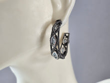 Load image into Gallery viewer, Womens Vintage Estate Sterling Silver Modernist Topaz Hoop Earrings 11.0g E7297