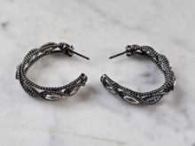 Load image into Gallery viewer, Womens Vintage Estate Sterling Silver Modernist Topaz Hoop Earrings 11.0g E7297