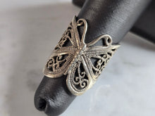 Load image into Gallery viewer, Womens Vintage Estate Sterling Silver Butterfly Filigree Ring 4.8g E7301