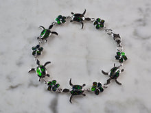 Load image into Gallery viewer, Womens Estate Sterling Silver Opal Sea Turtle Bracelet 10.1g E7301