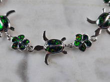 Load image into Gallery viewer, Womens Estate Sterling Silver Opal Sea Turtle Bracelet 10.1g E7301