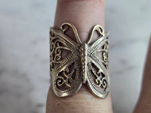 Load image into Gallery viewer, Womens Vintage Estate Sterling Silver Butterfly Filigree Ring 4.8g E7301