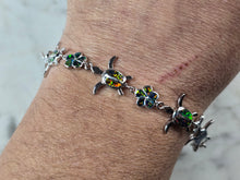 Load image into Gallery viewer, Womens Estate Sterling Silver Opal Sea Turtle Bracelet 10.1g E7301