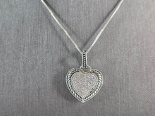 Load image into Gallery viewer, Womens Estate Sterling Silver Heart CZ Stone Pendant W/ Necklace 8.3g E7305