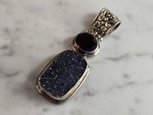 Load image into Gallery viewer, Womens Vintage Estate Sterling Silver Druzy Amethyst Stone Pendant 17.4g E7307