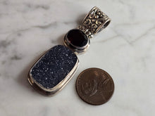Load image into Gallery viewer, Womens Vintage Estate Sterling Silver Druzy Amethyst Stone Pendant 17.4g E7307