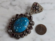 Load image into Gallery viewer, Womens Vintage Estate Sterling Silver Multi Stone Pendant 40.7g E7308