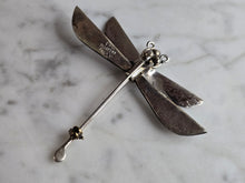 Load image into Gallery viewer, Womens Vintage Estate Sterling Silver Modernist Dragonfly Brooch 9.2g E7314