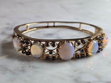 Load image into Gallery viewer, Womens Vintage Estate 14K Gold Opal ? Sapphire Bangle Bracelet 24.3g E7329