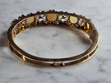 Load image into Gallery viewer, Womens Vintage Estate 14K Gold Opal ? Sapphire Bangle Bracelet 24.3g E7329