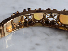 Load image into Gallery viewer, Womens Vintage Estate 14K Gold Opal ? Sapphire Bangle Bracelet 24.3g E7329