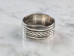 Mens Estate Sterling Silver Irish Celtic Eternity Knot Fidget Ring 6.5g E7345