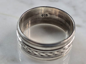 Mens Estate Sterling Silver Irish Celtic Eternity Knot Fidget Ring 6.5g E7345