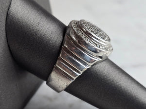 Mens Vintage Estate Sterling Silver CZ Ring 10.3g E7347