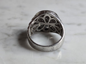 Mens Vintage Estate Sterling Silver CZ Ring 10.3g E7347