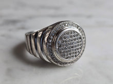 Load image into Gallery viewer, Mens Vintage Estate Sterling Silver CZ Ring 10.3g E7347