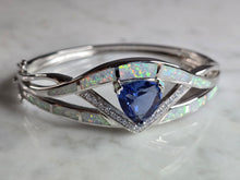 Load image into Gallery viewer, Womens Sterling Silver Modernist Opal Bangle Bracelet 28.0g E7371