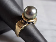Load image into Gallery viewer, Womens Vintage Estate 14K Gold Pearl &amp; Sapphire Ring 9.4g E7388