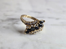 Load image into Gallery viewer, Womens Vintage Estate 14K Gold Diamond Sapphire Ring 4.6g E7390