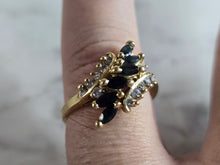 Load image into Gallery viewer, Womens Vintage Estate 14K Gold Diamond Sapphire Ring 4.6g E7390