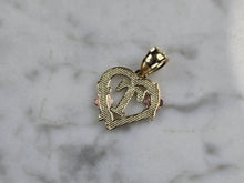 Load image into Gallery viewer, Womens 10K Yellow &amp; Rose Gold Initial Letter &quot; T &quot;  Heart Pendant 0.6g E7396