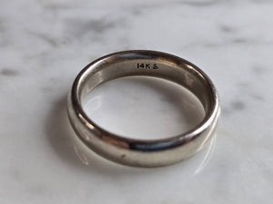 Mens Vintage Estate 14k White Gold Wedding Band Ring 7.8g E7397