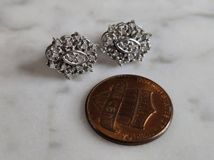 Pr Womens Vintage Estate 10K White Gold Diamond Stud Earrings 2.9g E7399