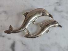 Load image into Gallery viewer, Womens Vintage Estate Sterling Silver Dolphin Brooch 9.7g E7401