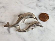Load image into Gallery viewer, Womens Vintage Estate Sterling Silver Dolphin Brooch 9.7g E7401