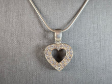 Load image into Gallery viewer, Womens Vintage Estate Sterling Silver CZ Heart Pendant Necklace 12.3g E7404
