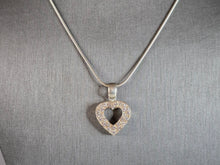 Load image into Gallery viewer, Womens Vintage Estate Sterling Silver CZ Heart Pendant Necklace 12.3g E7404