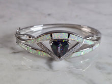 Load image into Gallery viewer, Womens Sterling Silver Modernist Opal Bangle Bracelet 29.6g E7406