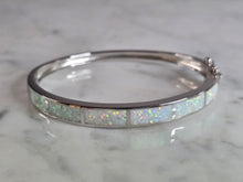 Load image into Gallery viewer, Womens Estate Sterling Silver Modernist Opal Bangle Bracelet 16.9g E7407