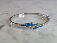 Load image into Gallery viewer, Womens Estate Sterling Silver Modernist Opal Bangle Bracelet 13.5g E7409
