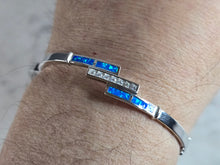 Load image into Gallery viewer, Womens Estate Sterling Silver Modernist Opal Bangle Bracelet 13.5g E7409