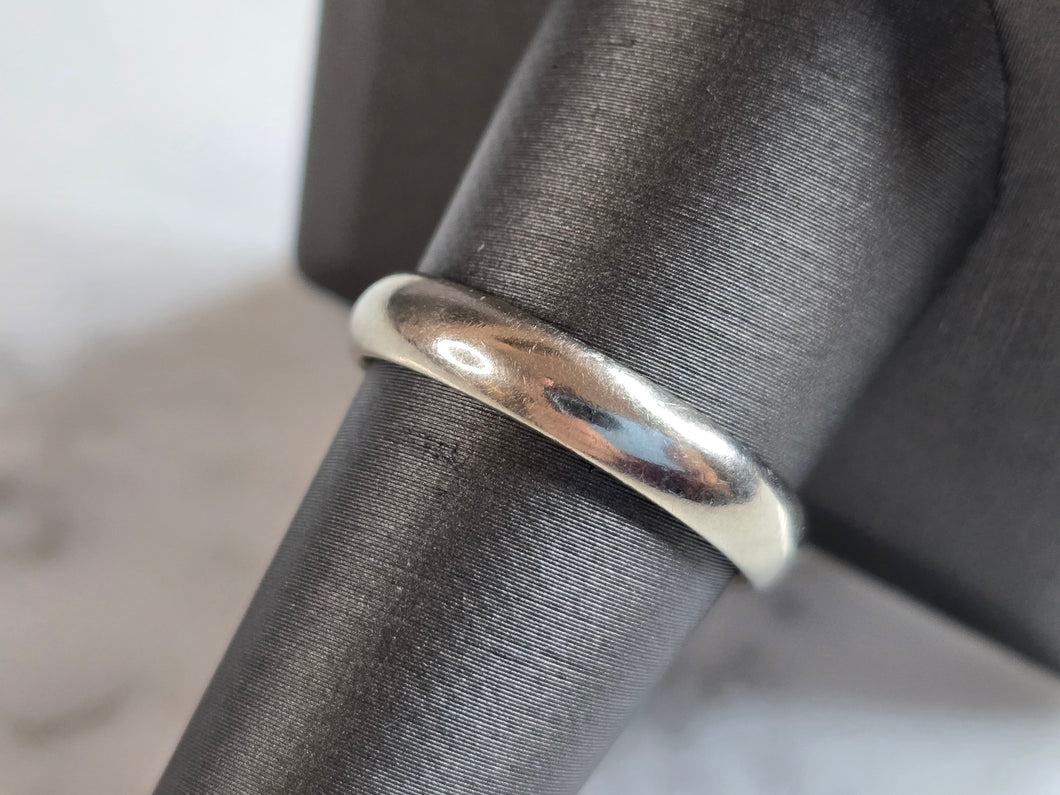 Mens Vintage Estate 10K White Gold FG Band Wedding Ring 4.0g E7412