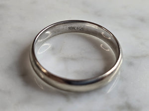 Mens Vintage Estate 10K White Gold FG Band Wedding Ring 4.0g E7412