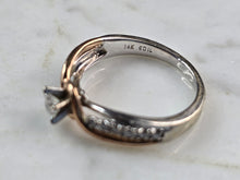 Load image into Gallery viewer, Womens Vintage Estate 14k White &amp; Rose Gold Diamond Ring 3.4g #E7416