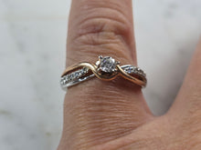 Load image into Gallery viewer, Womens Vintage Estate 14k White &amp; Rose Gold Diamond Ring 3.4g #E7416