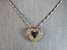 Load image into Gallery viewer, Womens Vintage Estate Sterling Silver Gold Tone CZ Heart Pendant Necklace 4.3g E7433