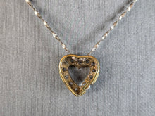 Load image into Gallery viewer, Womens Vintage Estate Sterling Silver Gold Tone CZ Heart Pendant Necklace 4.3g E7433